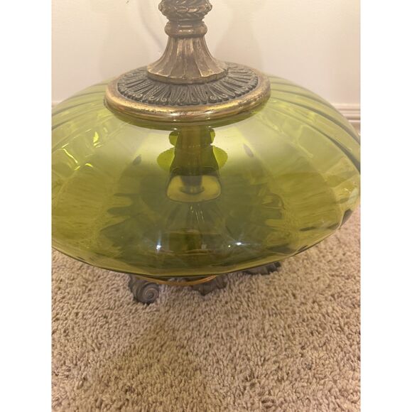 Stiffel Mid-Century Green Glass Table Lamp 35" - Picture 2 of 4